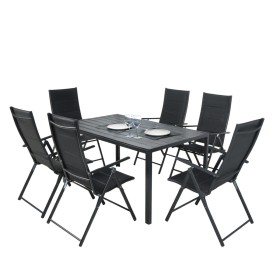Zestaw Mebli Ogrodowych Luxury Czarny (stół + 6 krzeseł)