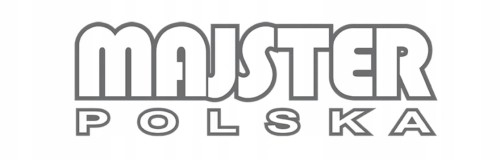 Szare logo MAJSTER POLSKA na białym tle.