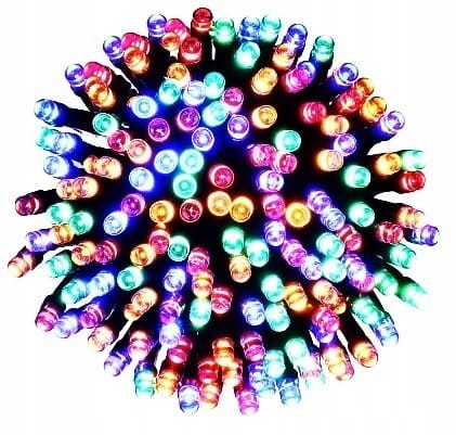 Lampki emitujące jasne, różnokolorowe światło, tworząc efektowną, świetlistą kulę.