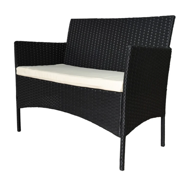 Czarno-kremowa dwuosobowa sofa na białym tle - ujęcie nr 1