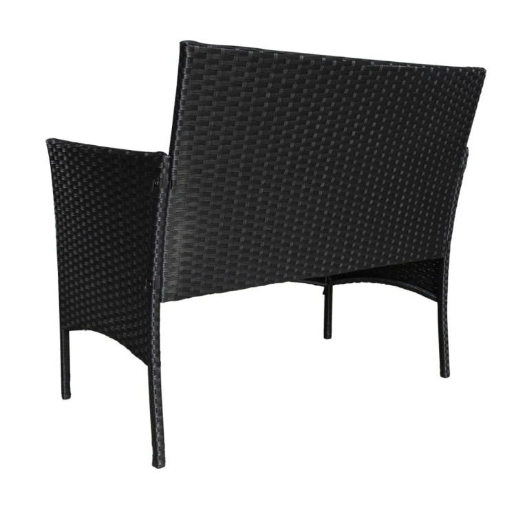 Czarno-kremowa dwuosobowa sofa na białym tle - ujęcie nr 2