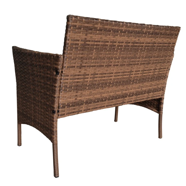 Brązowo-szara dwuosobowa sofa na białym tle - ujęcie nr 2