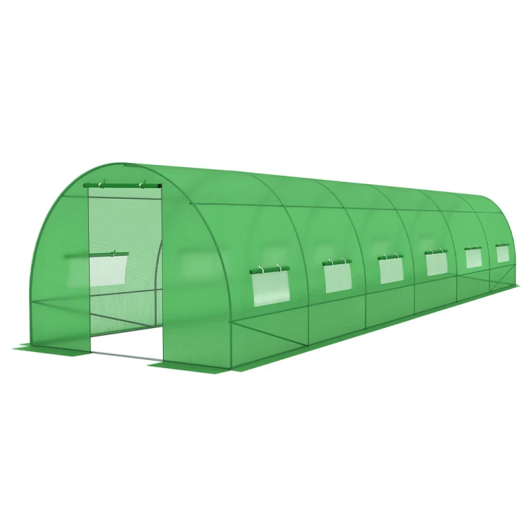 Tunel Foliowy Ogrodowy Szklarnia o wymiarach 3x6x2m, powierzchnia 18m2, kolor Zielony na białym tle.