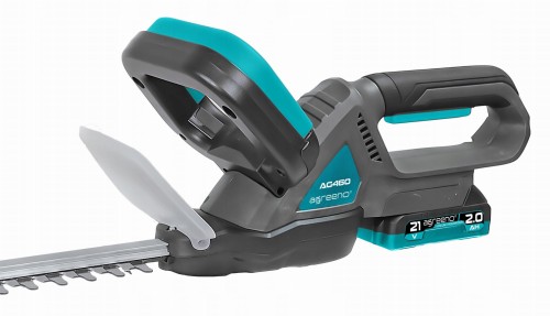 Akumulatorowe nożyce do żywopłotu w kolorach szarym i turkusowym - ujęcie nr 2