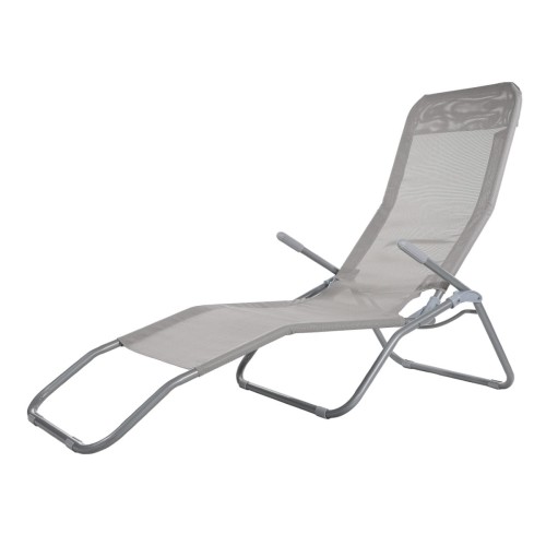 Leżak grawitacyjny w kolorze szaro-srebrnym, na białym tle - ujęcie nr 1