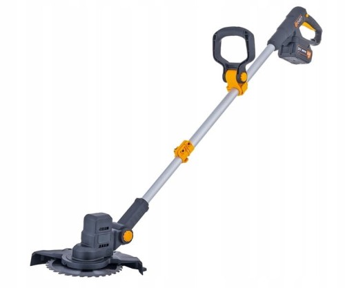 Podkaszarka koloru czarnego z pomarańczowymi elementami, takimi jak uchwyt i elementy regulacyjne - ujęcie nr 2