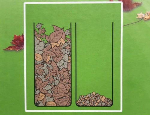 Grafika obrazująca objętość liści przed i po rozdrobnieniu.