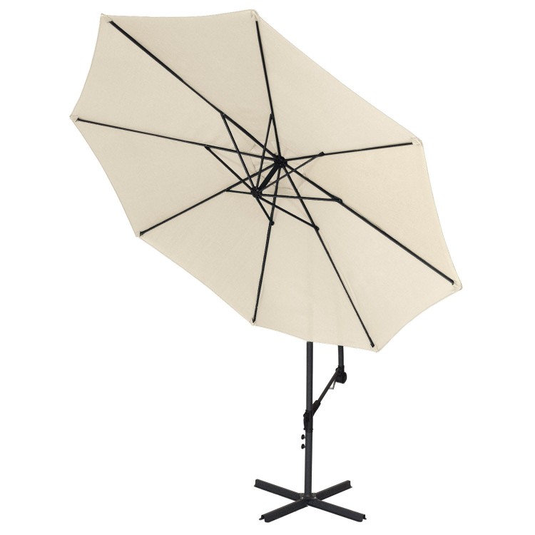 Parasol ogrodowy boczny, rozłożony na białym tle - ujęcie nr 2