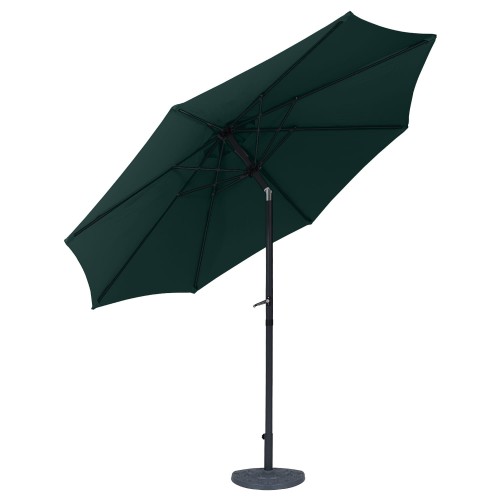 Parasol ogrodowy prosty, rozłożony w pozycji łamanej na białym tle.