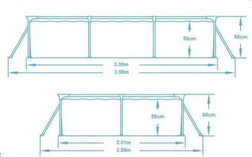Wymiary: szerokość i długość 300x201cm, wysokość: 66cm