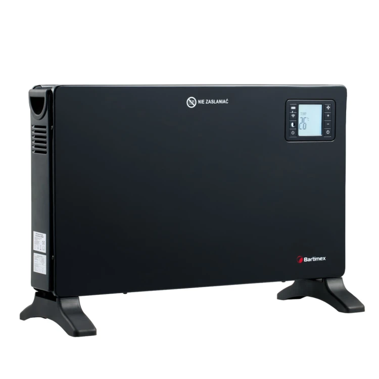 Grzejnik elektryczny konwektorowy 2000W termostat, z wentylatorem, WiFi, TURBO, pilot , czarny