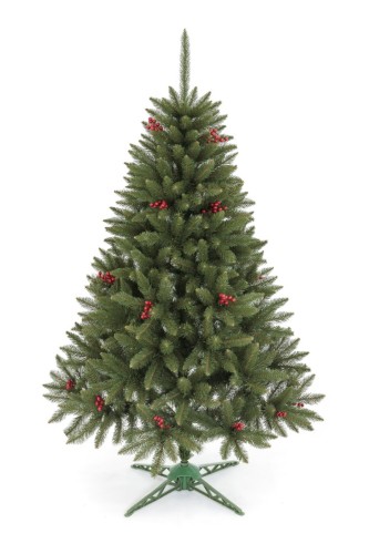 Choinka Świerk Naturalny Z Czerwoną Jarzębiną 220cm