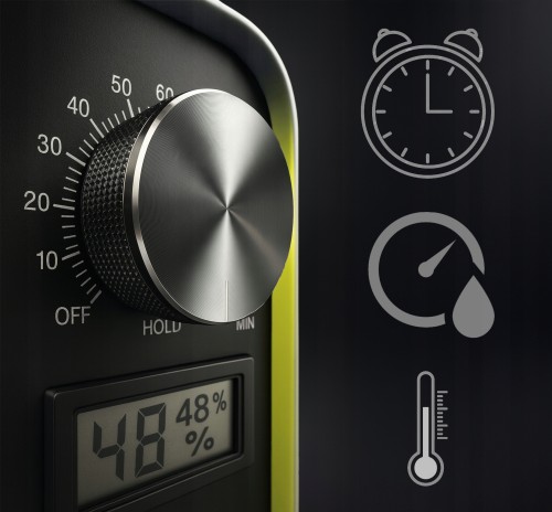 Termometr i wilgotnościomierz LCD, wyłącznik czasowy CZASOMIERZ.