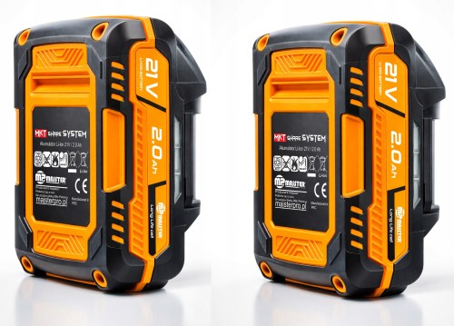 Dwa akumulatory: 21V (2.0 Ah) w systemie Li-Ion, umożliwiające dłuższą pracę bez przerw.