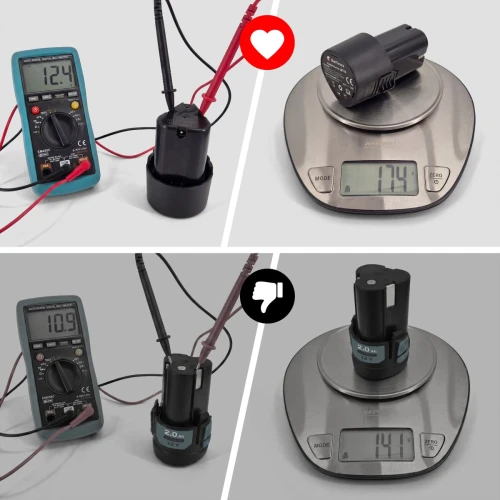Akumulator do elektronarzędzi na białym tle.