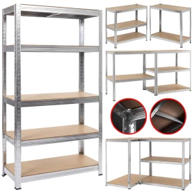 Metalowy Regał Magazynowy 3w1 Bartimex 150 x 75 x 30cm Ocynk 5 Półek Max 875kg 