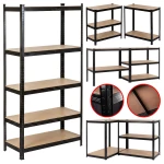 Metalowy Regał Magazynowy 3w1 Bartimex 180 x 90 x 40cm Czarny 5 Półek Max 875kg 