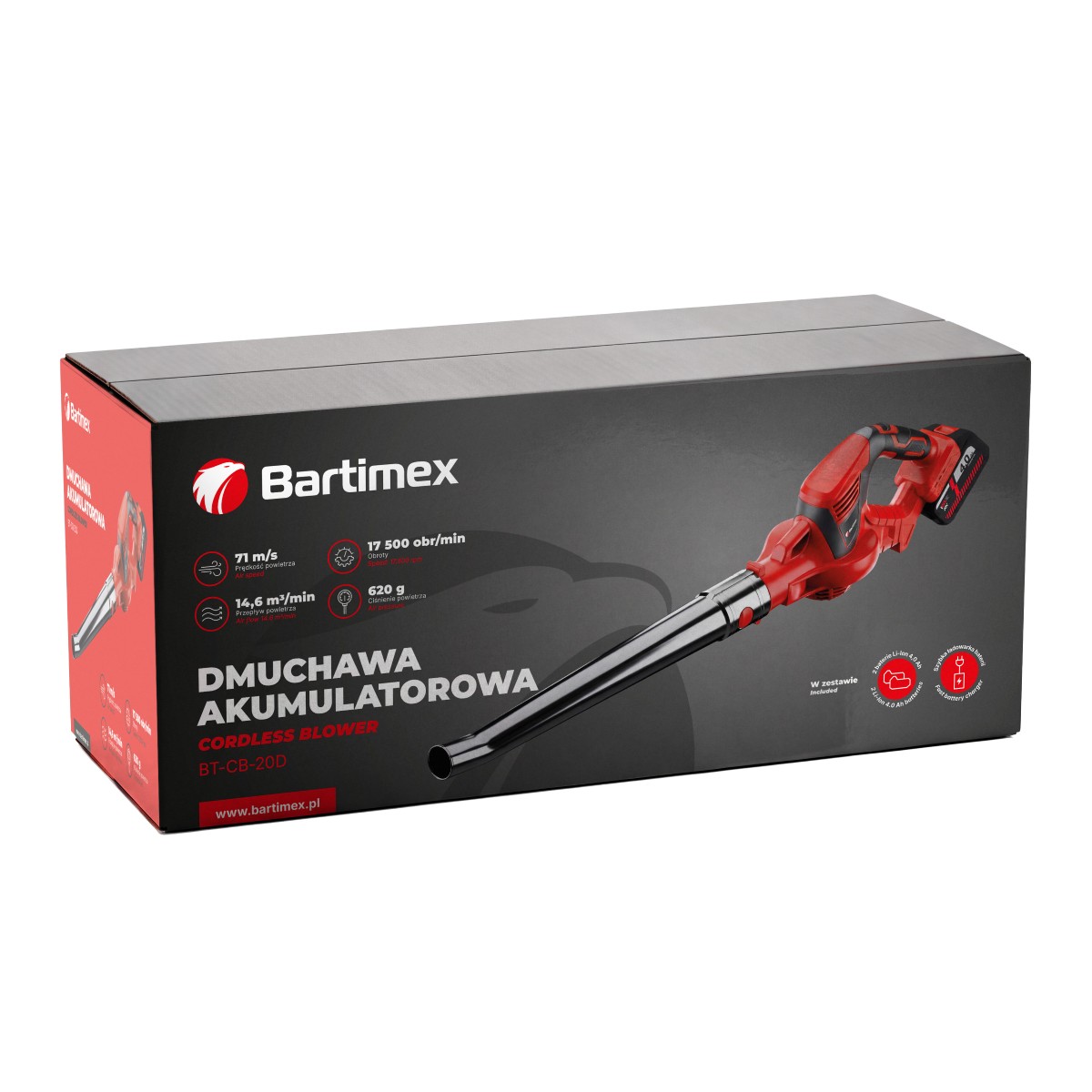 Opakowanie dmuchawy akumulatorowej Bartimex BT-CB-20D