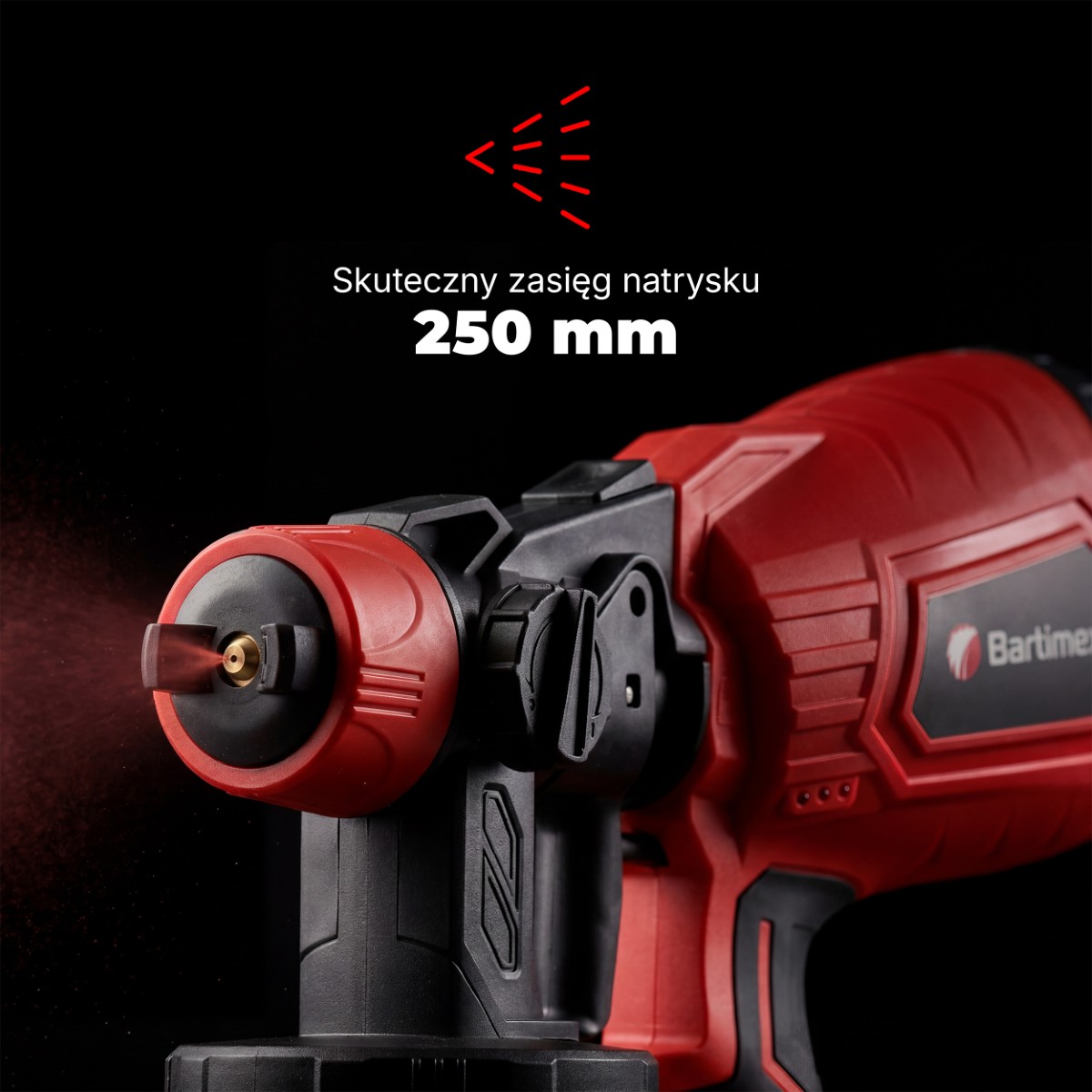 Zasięg natrysku agregatu do 250mm.