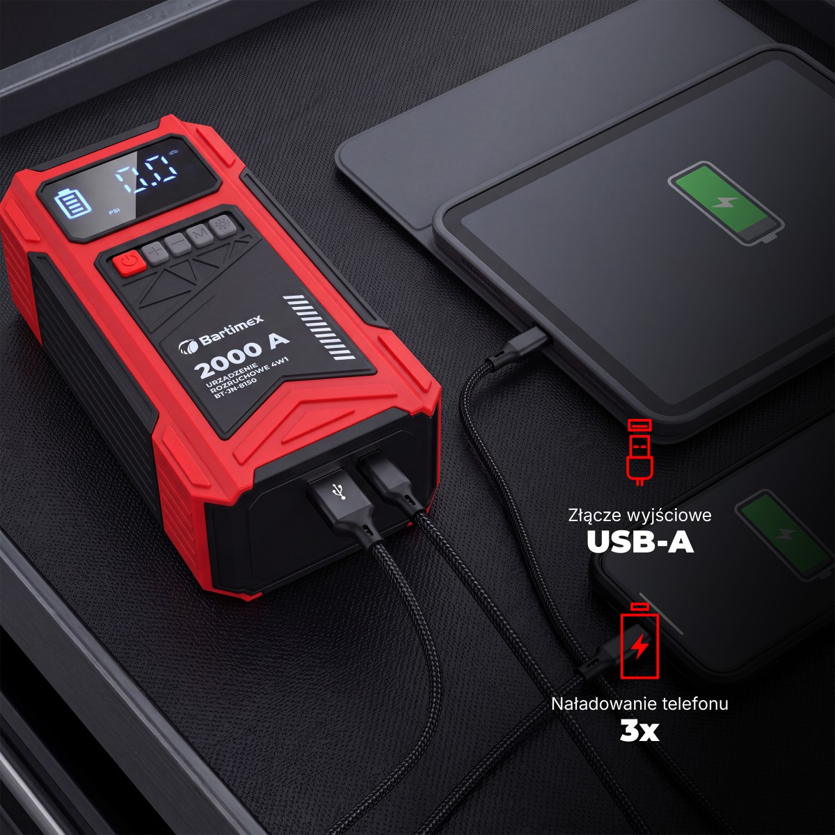 BT-JN-8150 jako powerbank podłączony do tabletu przez USB-A