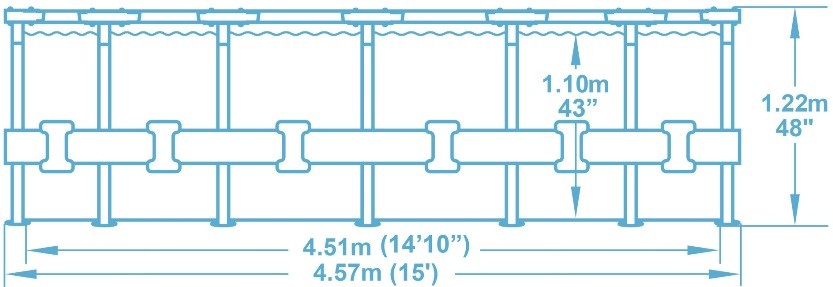 Wymiary: średnica 457cm, wysokość 122cm.