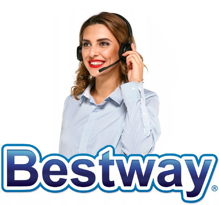 Niebieskie logo BESTWAY na białym tle. 