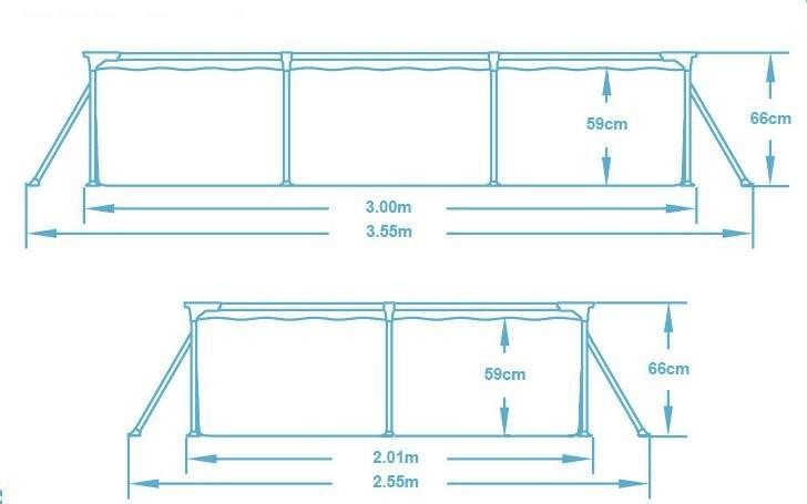 Wymiary: szerokość i długość 300x201cm, wysokość: 66cm
