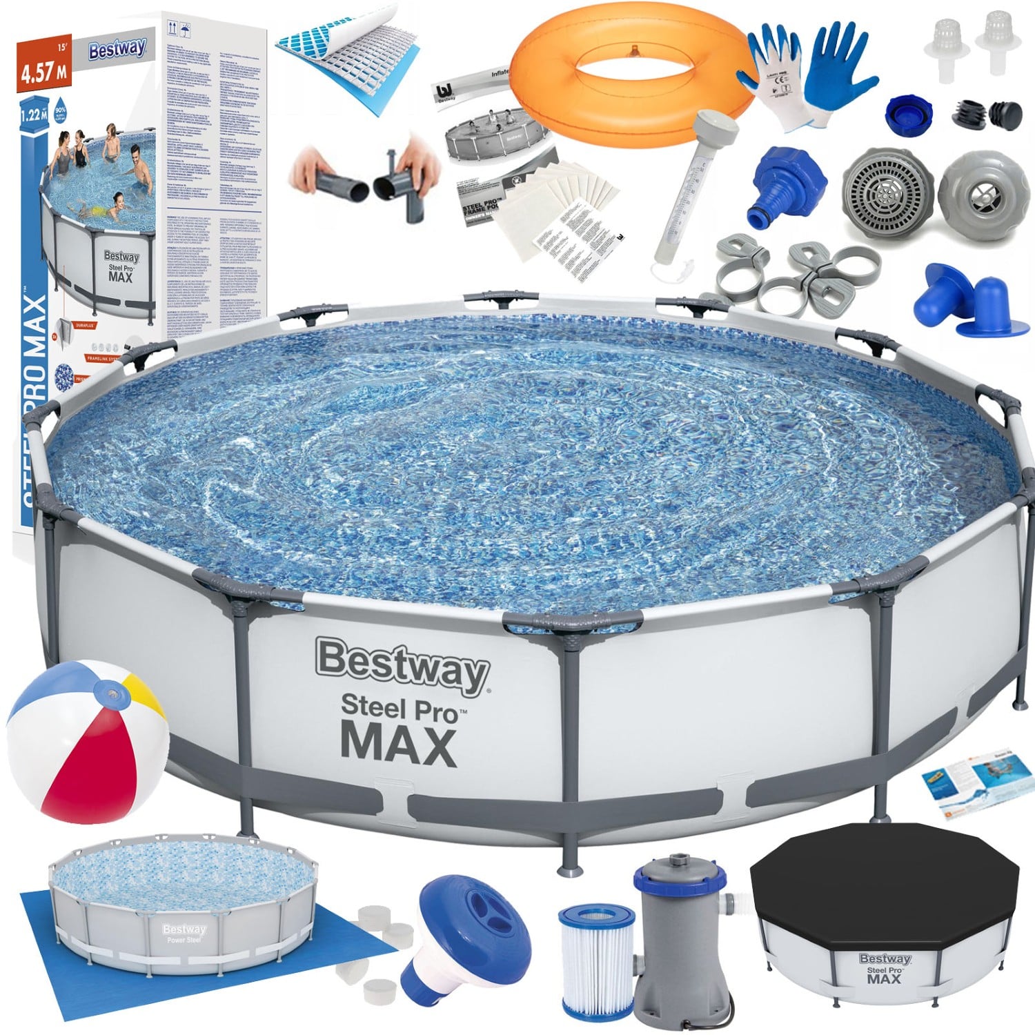 22 elementowy zestaw basenu stelażowego Pro Max o wymiarach: 366x76cm.