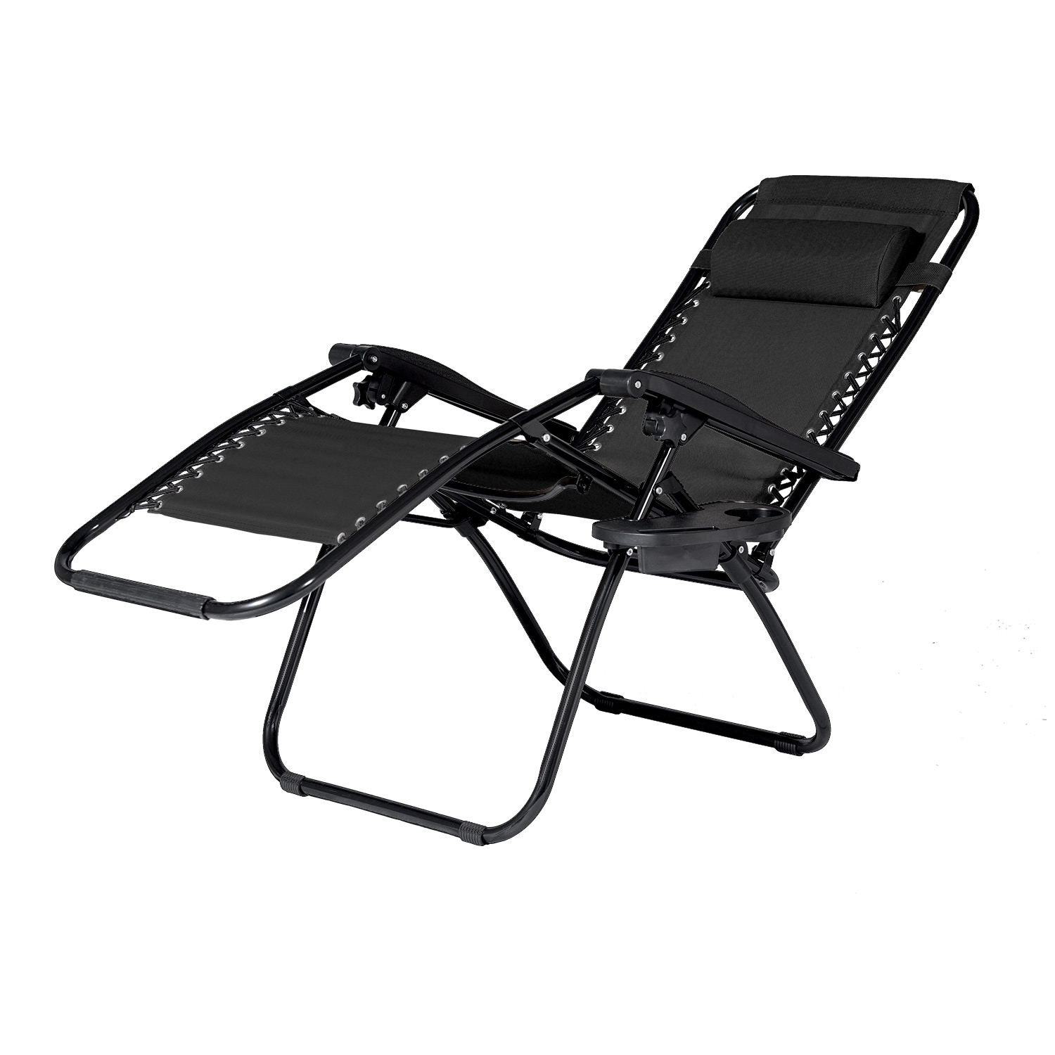Czarny leżak NO GRAVITY w pozycji leżącej na białym tle. 