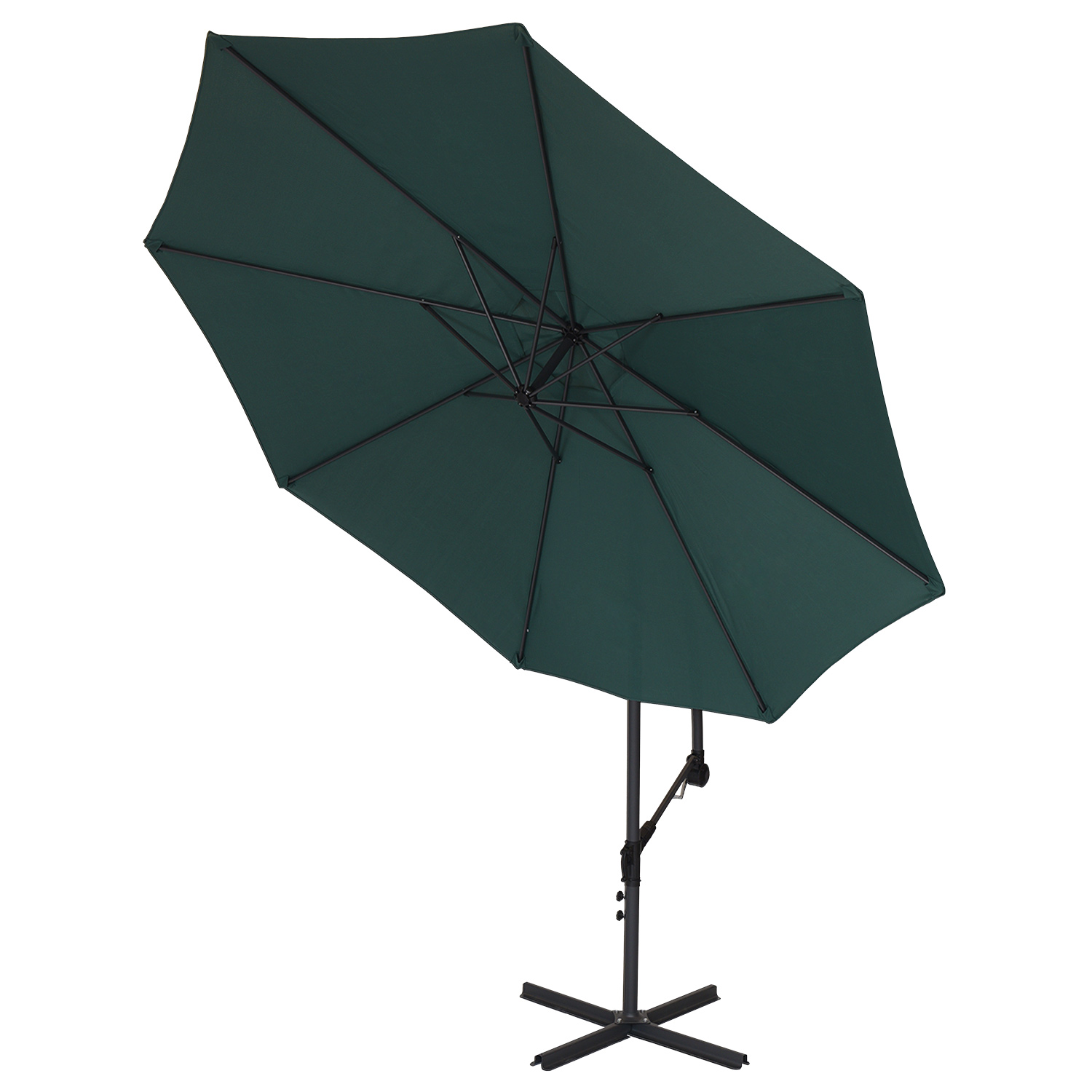 Parasol ogrodowy boczny, rozłożony na białym tle - ujęcie nr 2