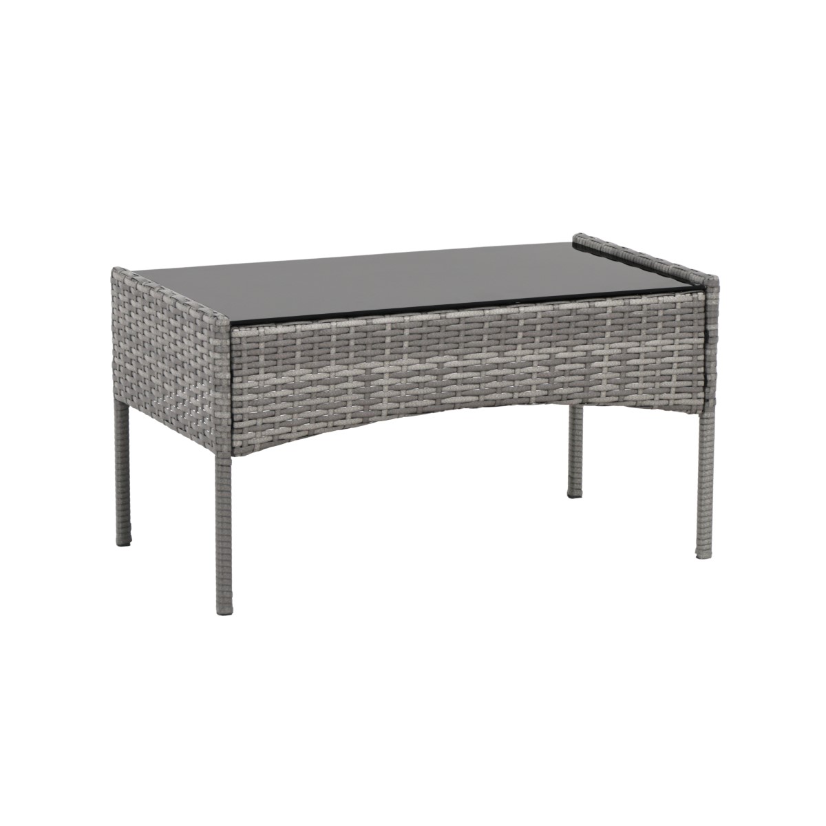 Szary stolik z blatem ze szkła hartowanego na białym tle - ujęcie nr 1 