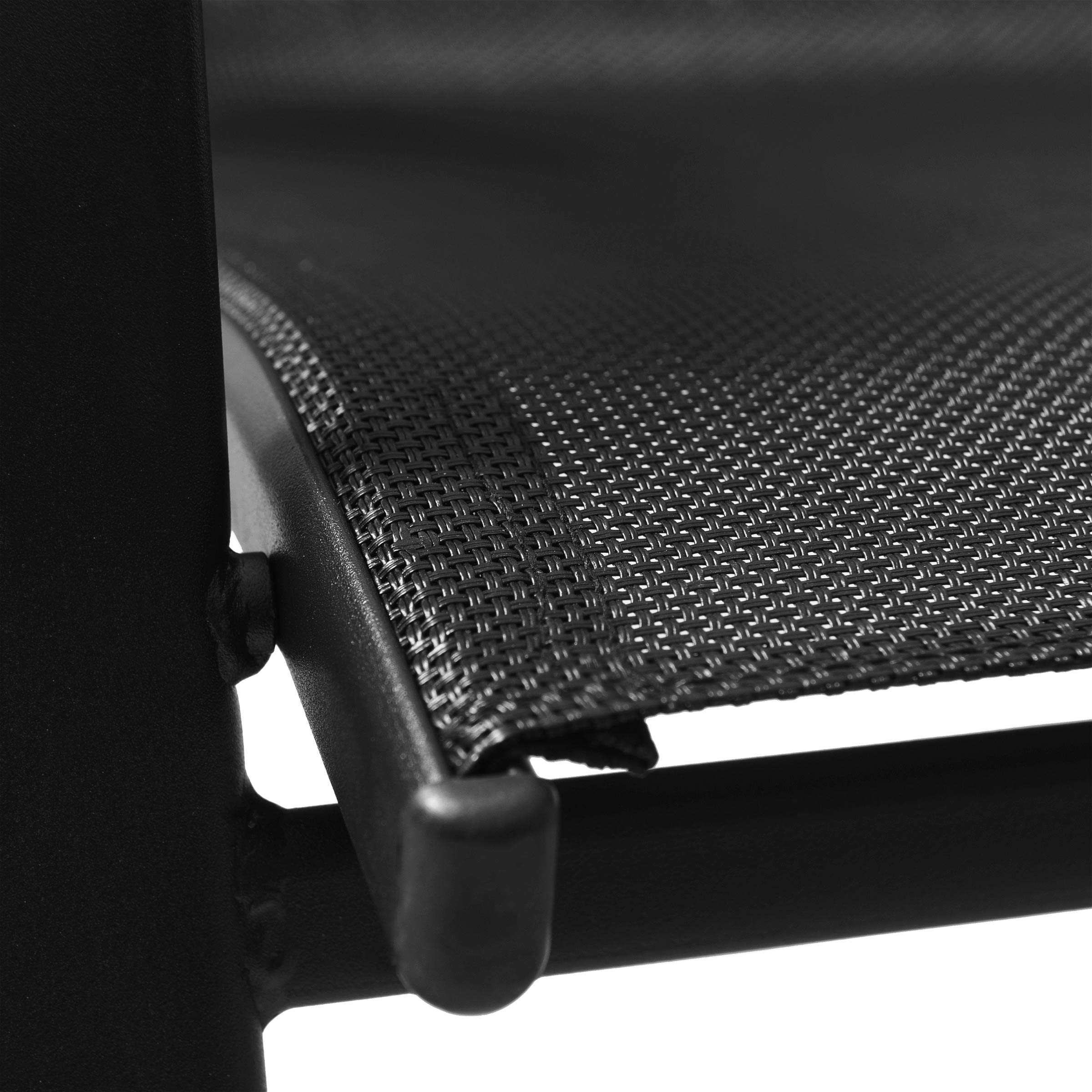 Połączenie siedziska z ramą, ukazujące materiał tekstylny i konstrukcję mocowania