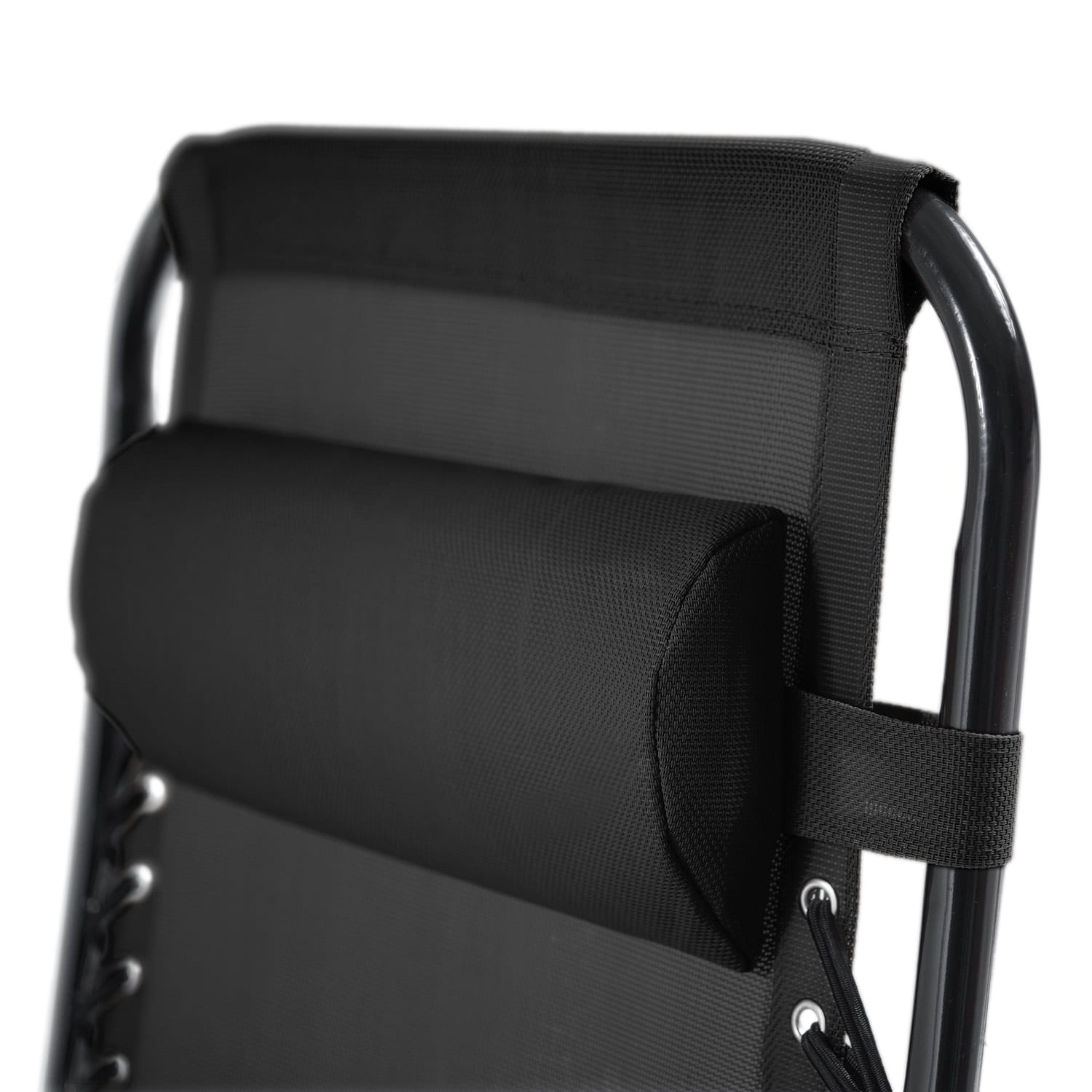 Zbliżenie na zagłówek i materiał fotela plażowego. 