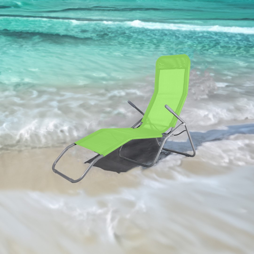 Leżak stalowy plażowy / ogrodowy w kolorze limonki