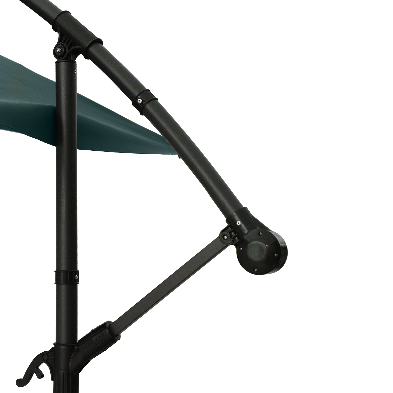 Ramię wysięgnikowe wraz z mechanizmem regulacji kąta nachylenia lub składania czaszy parasola.