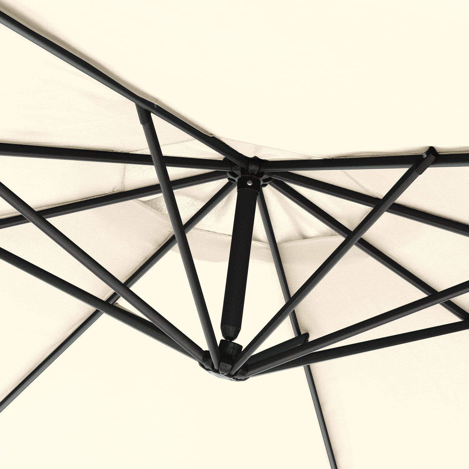 Piasta służąca jako punkt połączenia dla ramion parasola, które rozciągają tkaninę czaszy.