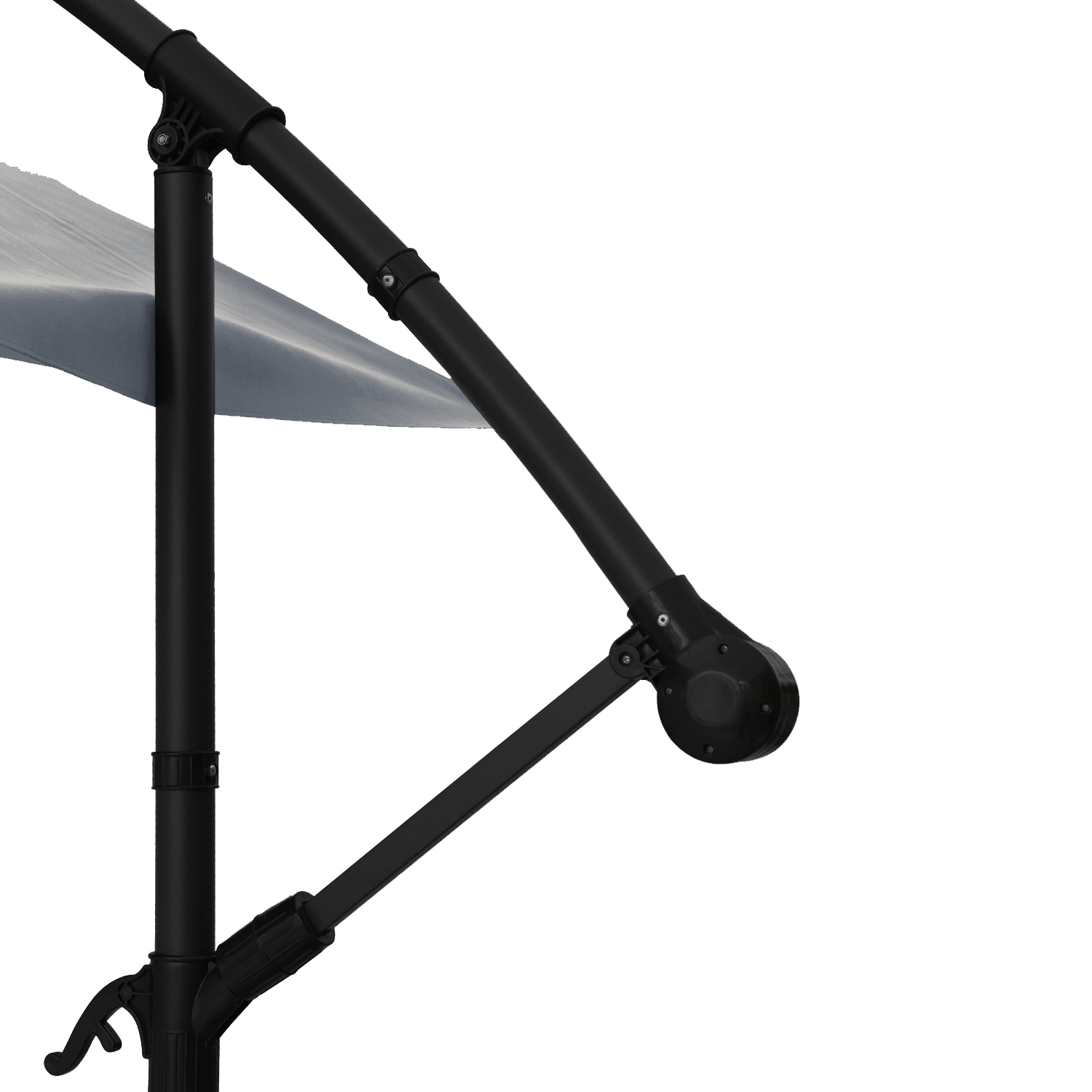 Ramię wysięgnikowe wraz z mechanizmem regulacji kąta nachylenia lub składania czaszy parasola.