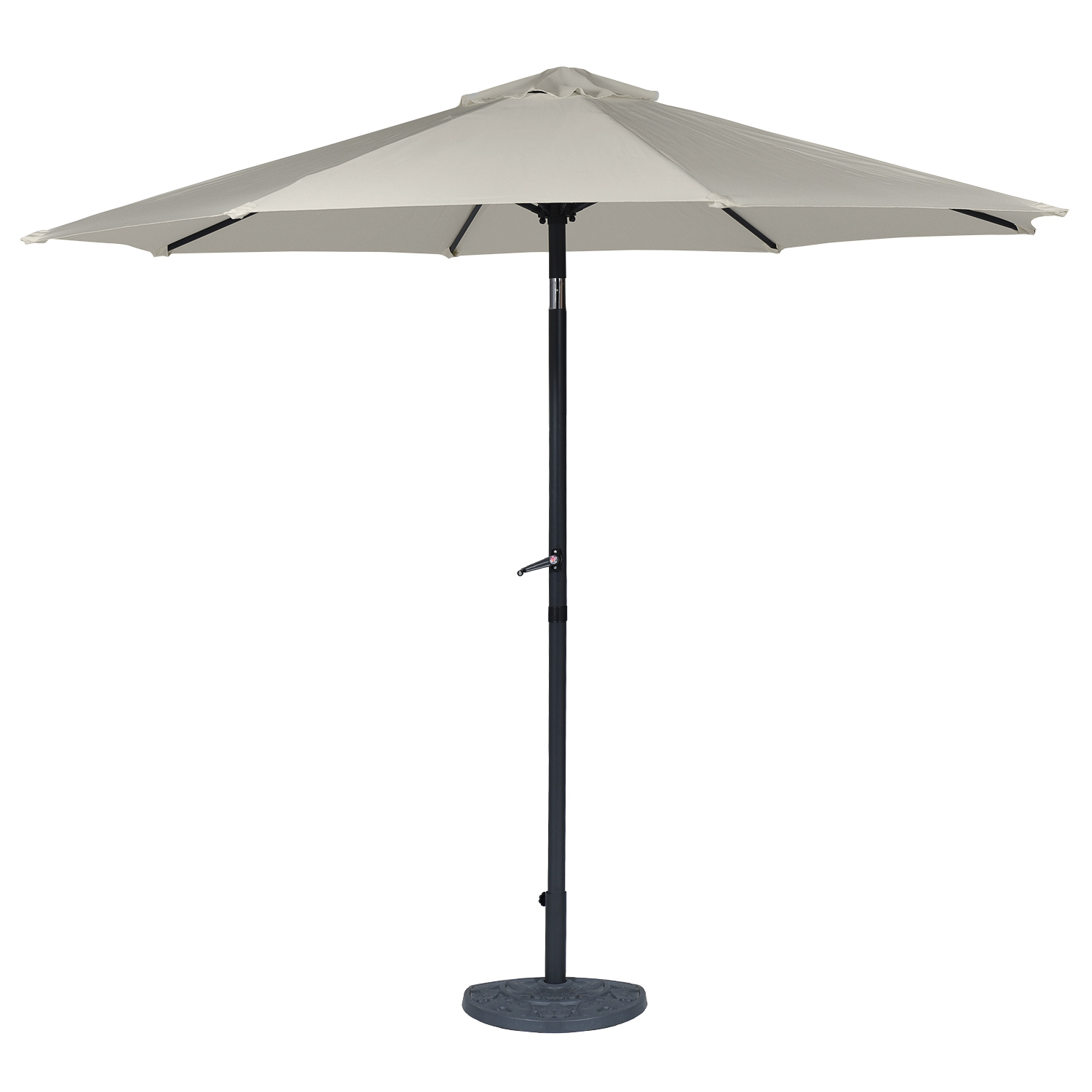 Parasol ogrodowy prosty, rozłożony na białym tle.