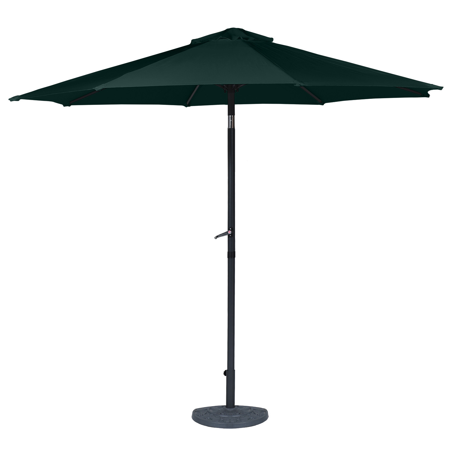 Parasol ogrodowy prosty, rozłożony na białym tle.